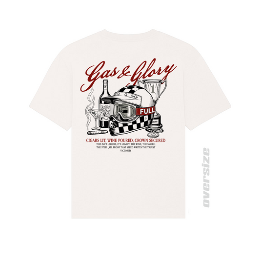 GAS & GLORY TEE WHITE oversize